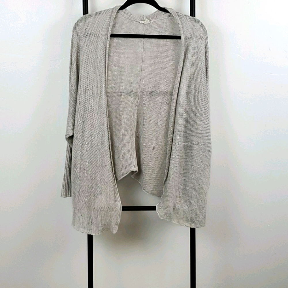 Eileen Fisher lined open front cardigan linen women size XS
